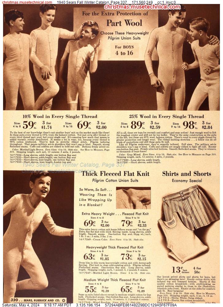 1940 Sears Fall Winter Catalog, Page 337