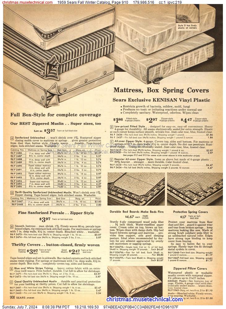 1959 Sears Fall Winter Catalog, Page 910