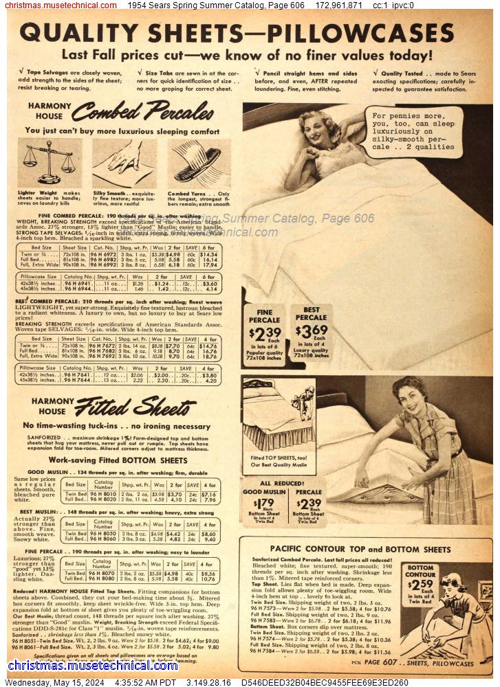 1954 Sears Spring Summer Catalog, Page 606