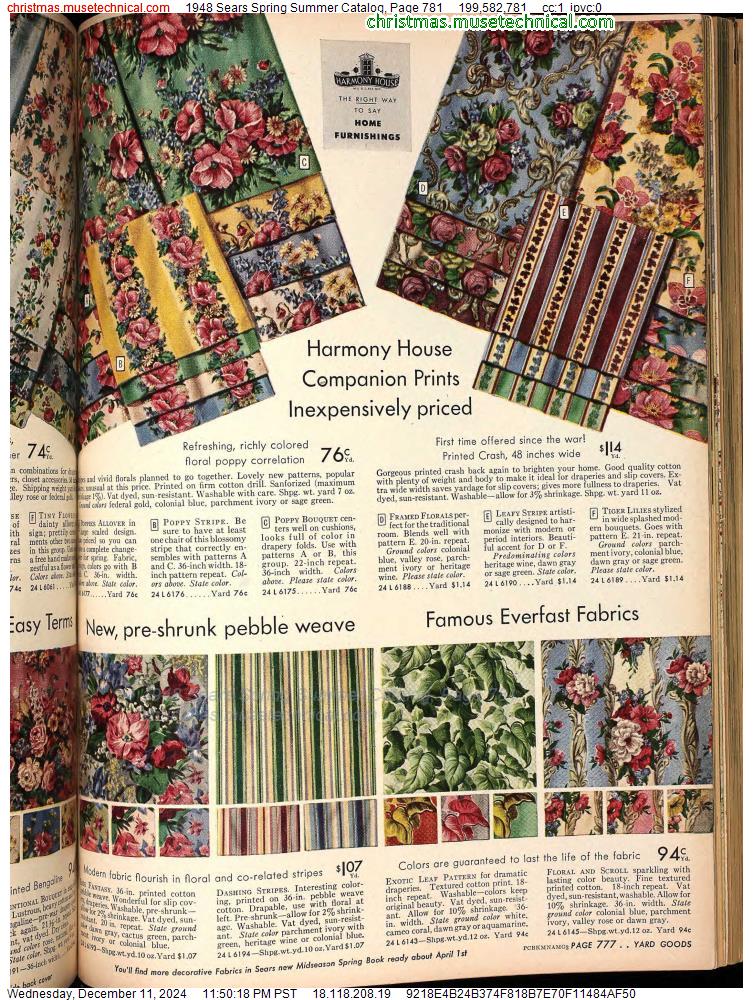 1948 Sears Spring Summer Catalog, Page 781