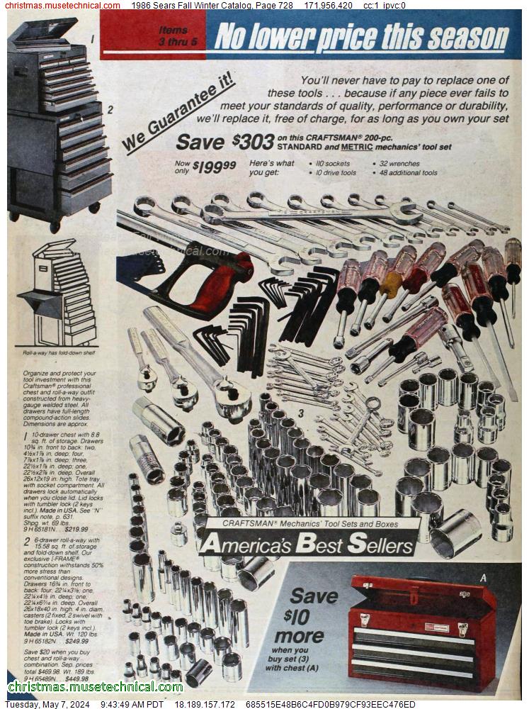 1986 Sears Fall Winter Catalog, Page 728