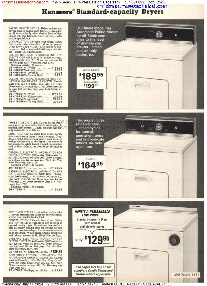 1976 Sears Fall Winter Catalog, Page 1173