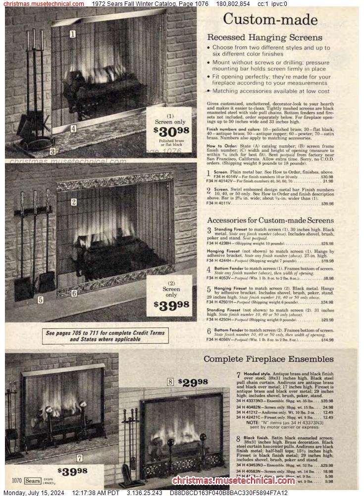 1972 Sears Fall Winter Catalog, Page 1076