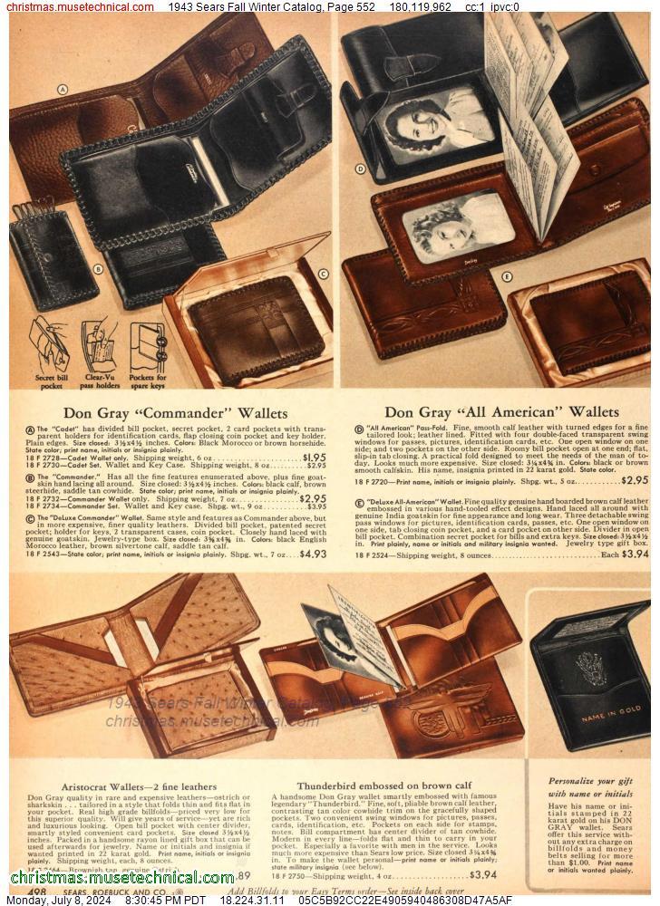 1943 Sears Fall Winter Catalog, Page 552