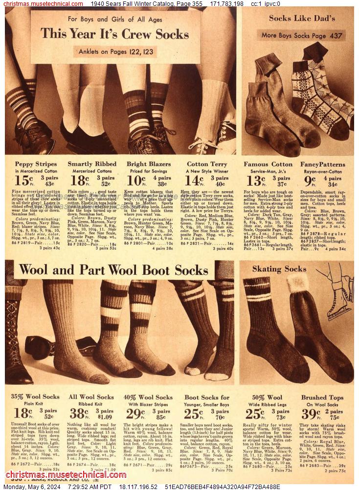 1940 Sears Fall Winter Catalog, Page 355