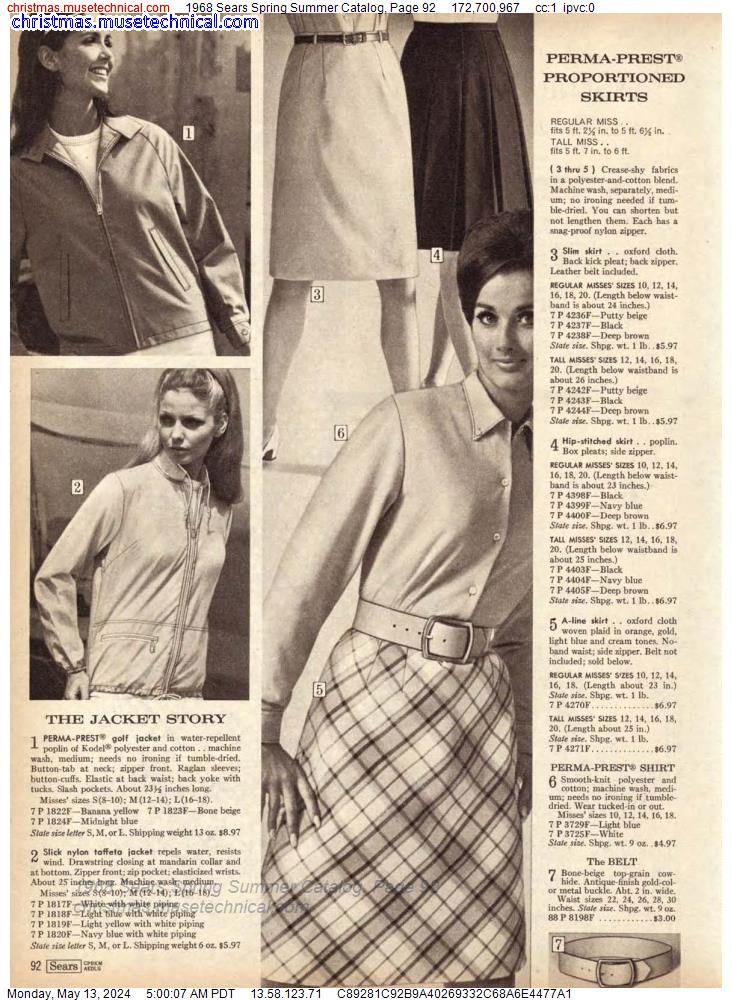 1968 Sears Spring Summer Catalog, Page 92