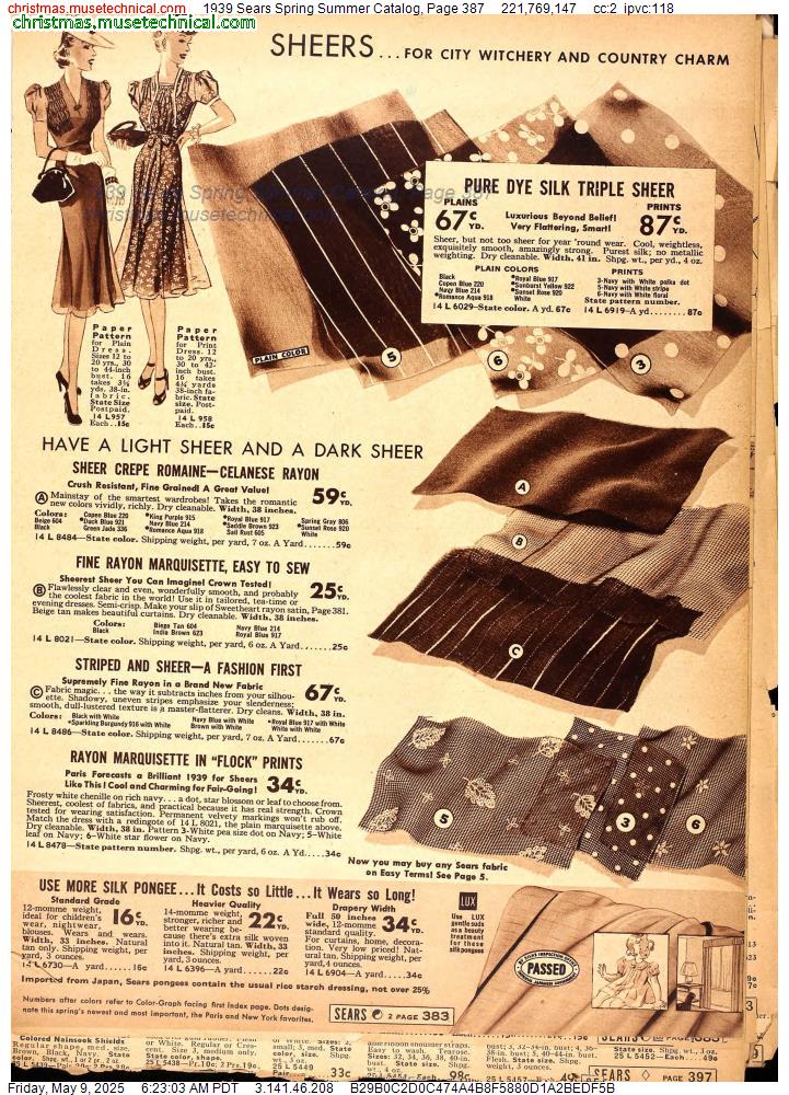 1939 Sears Spring Summer Catalog, Page 387