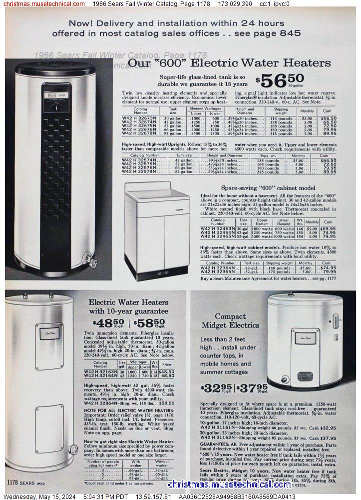 1966 Sears Fall Winter Catalog, Page 1178