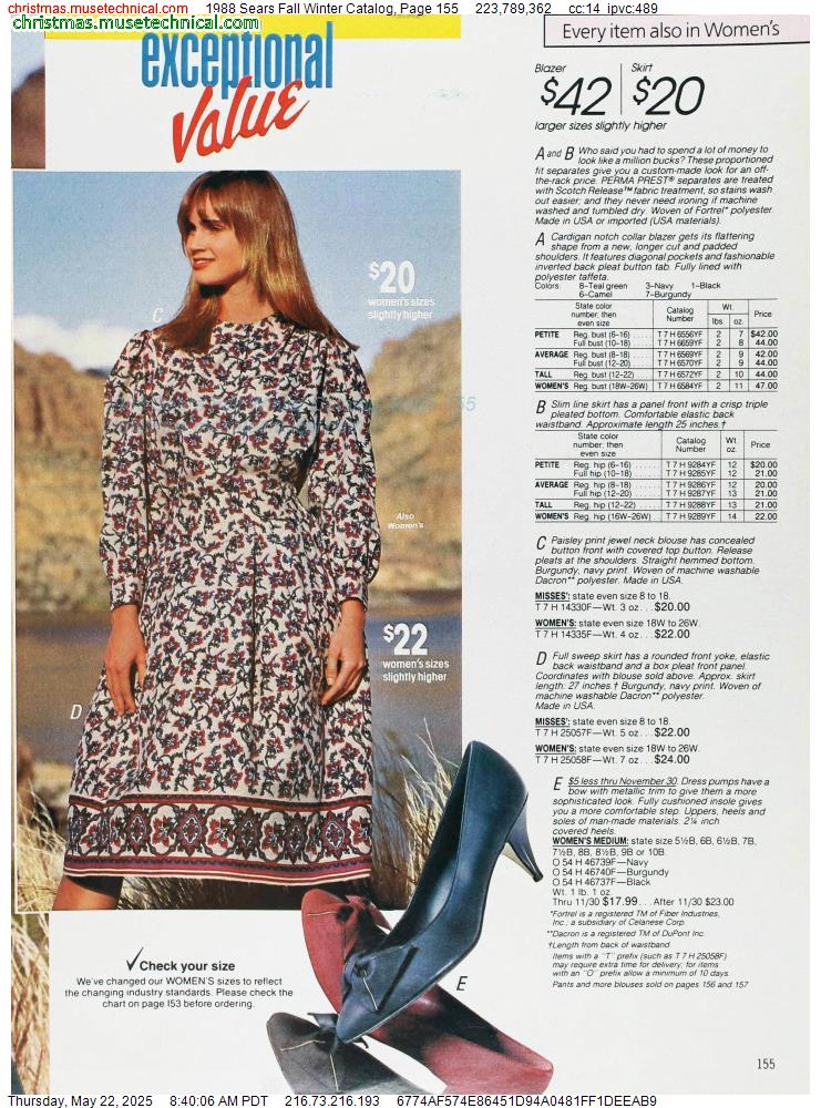 1988 Sears Fall Winter Catalog, Page 155