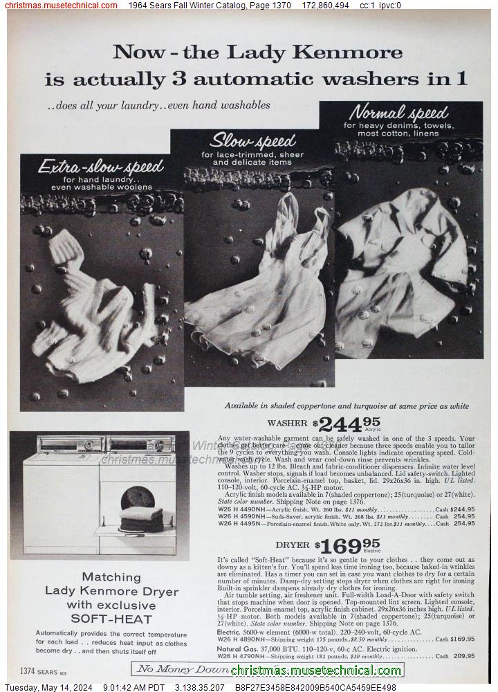 1964 Sears Fall Winter Catalog, Page 1370