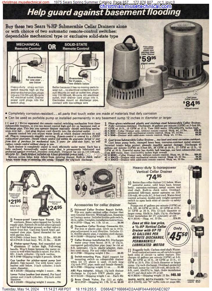 1975 Sears Spring Summer Catalog, Page 857