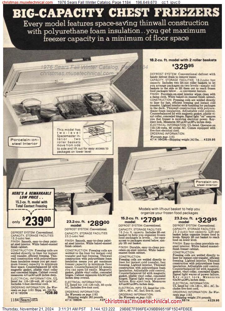 1976 Sears Fall Winter Catalog, Page 1184