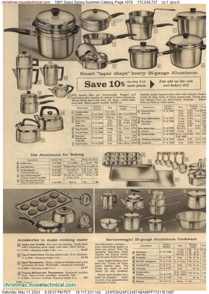 1961 Sears Spring Summer Catalog, Page 1078