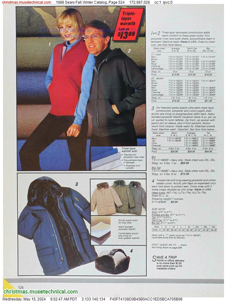 1986 Sears Fall Winter Catalog, Page 524