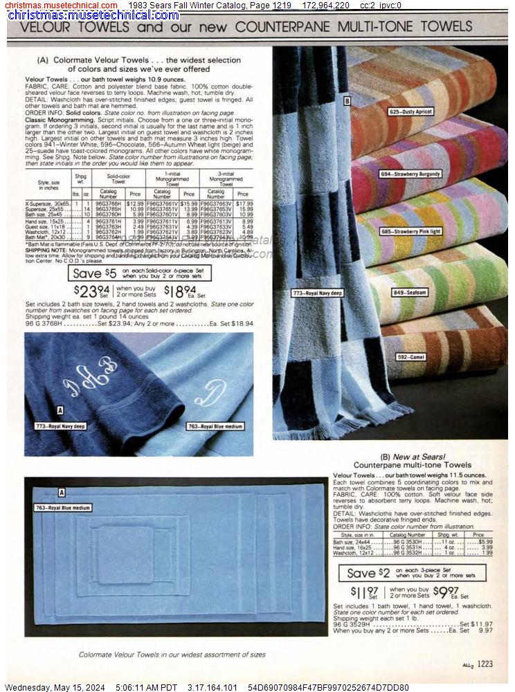 1983 Sears Fall Winter Catalog, Page 1219