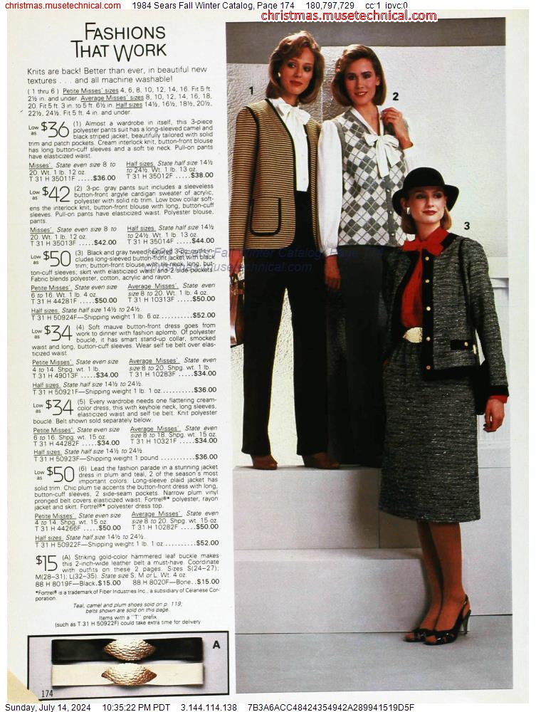 1984 Sears Fall Winter Catalog, Page 174