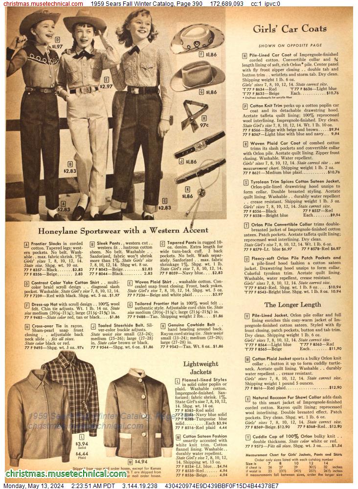 1959 Sears Fall Winter Catalog, Page 390
