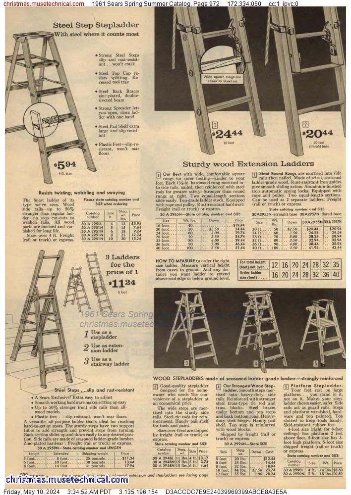 1961 Sears Spring Summer Catalog, Page 972