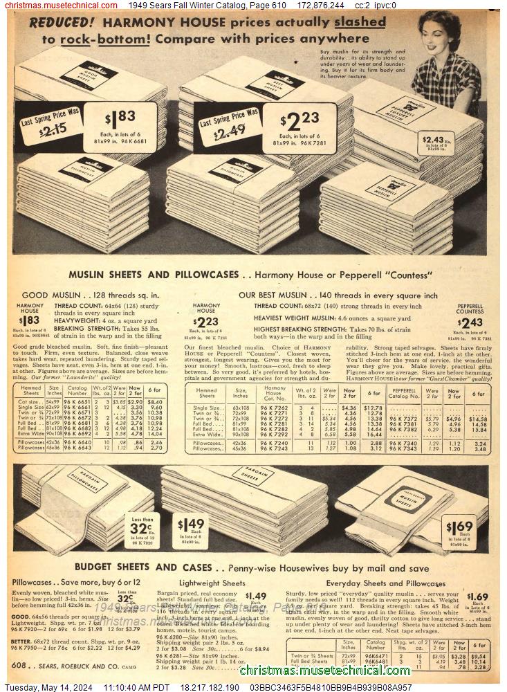 1949 Sears Fall Winter Catalog, Page 610