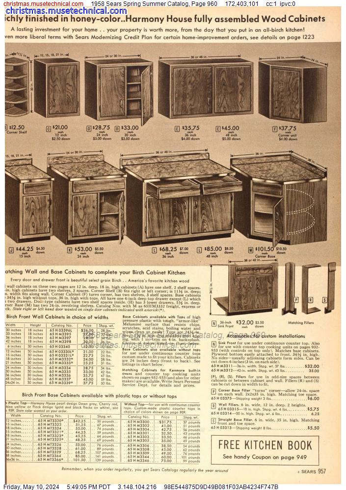 1958 Sears Spring Summer Catalog, Page 960