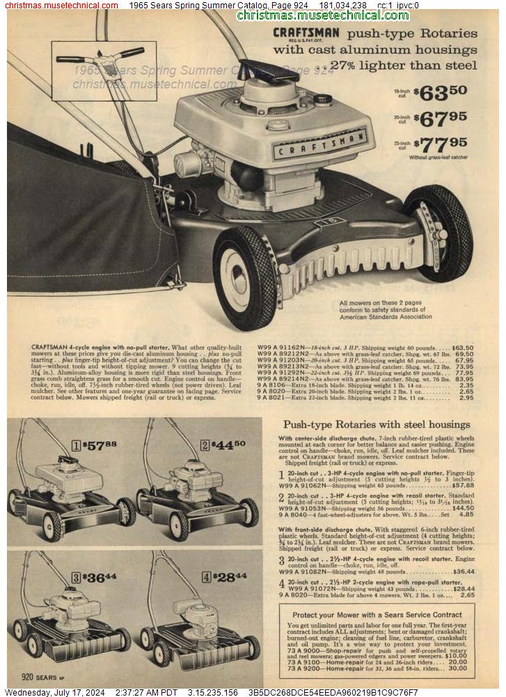 1965 Sears Spring Summer Catalog, Page 924