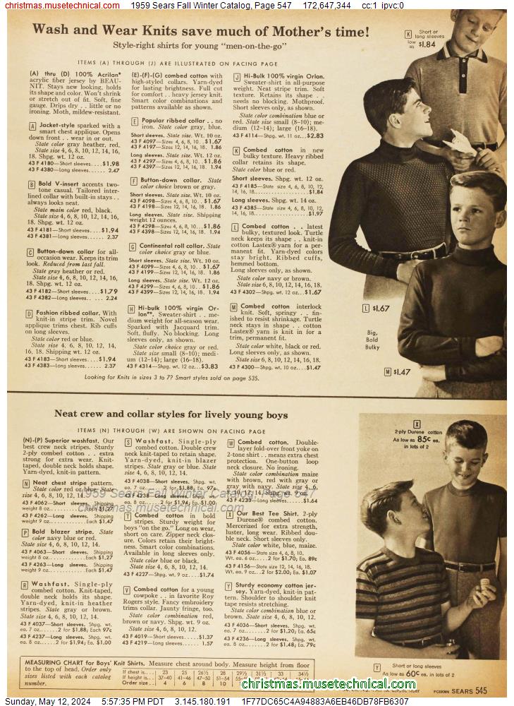 1959 Sears Fall Winter Catalog, Page 547