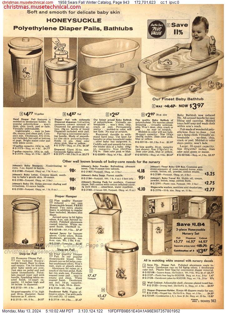 1958 Sears Fall Winter Catalog, Page 943