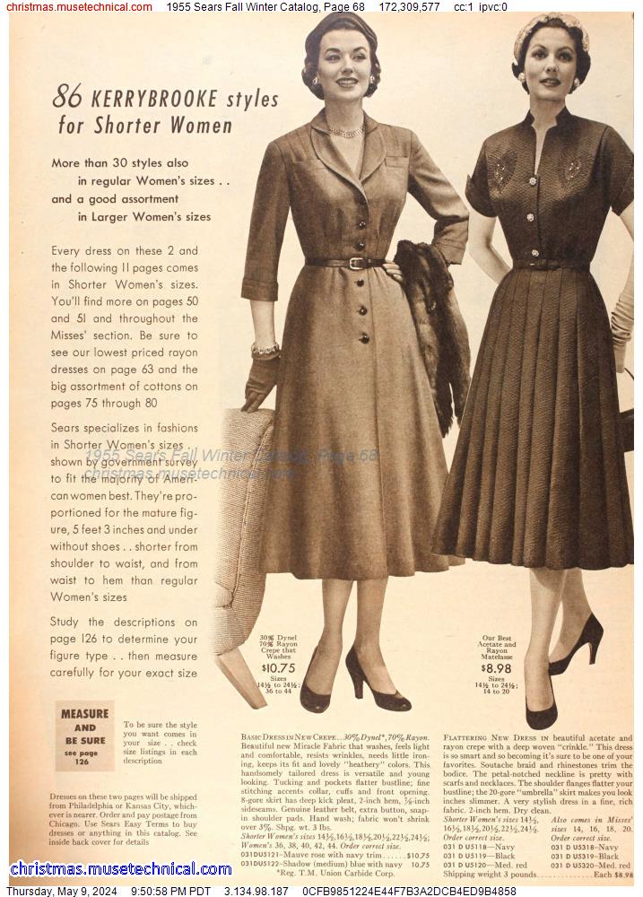 1955 Sears Fall Winter Catalog, Page 68