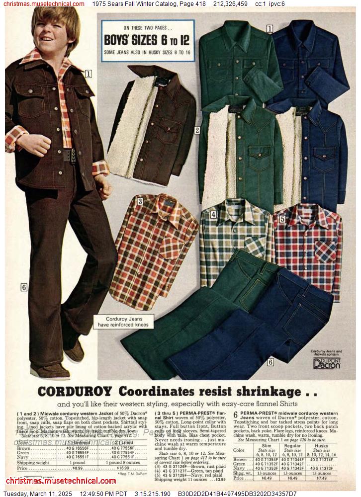 1975 Sears Fall Winter Catalog, Page 418