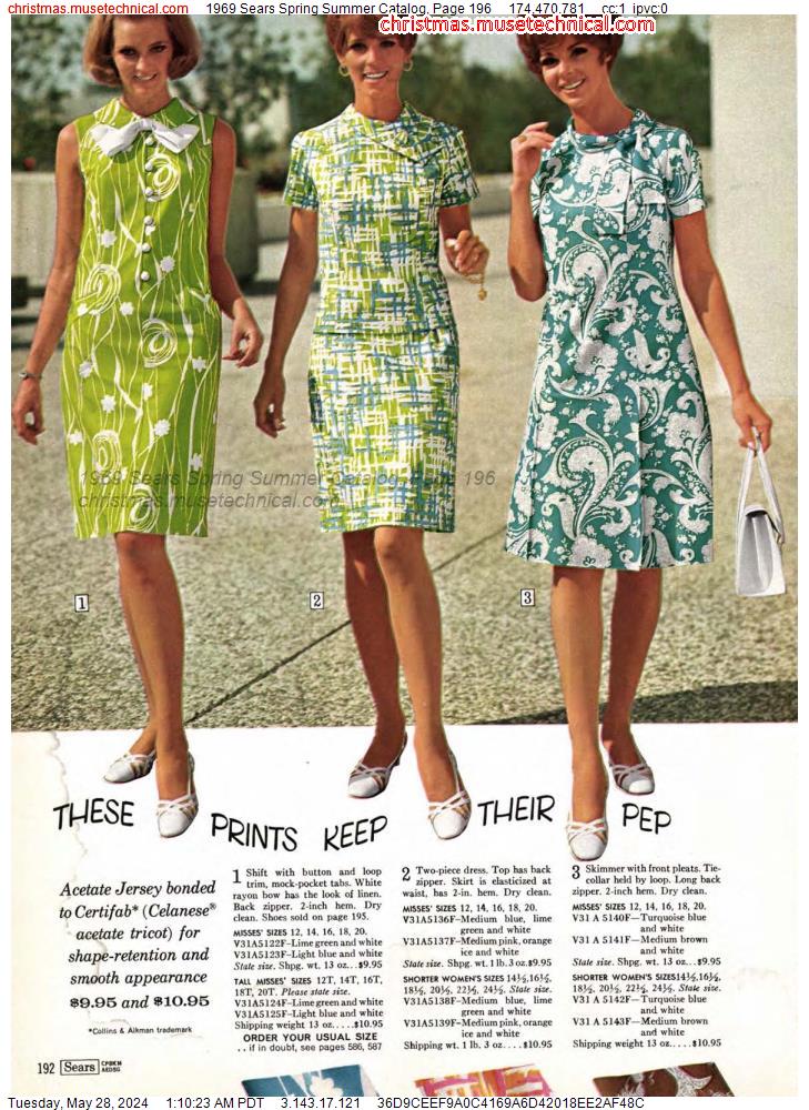1969 Sears Spring Summer Catalog, Page 196