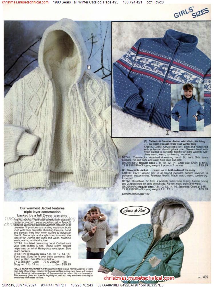 1983 Sears Fall Winter Catalog, Page 495
