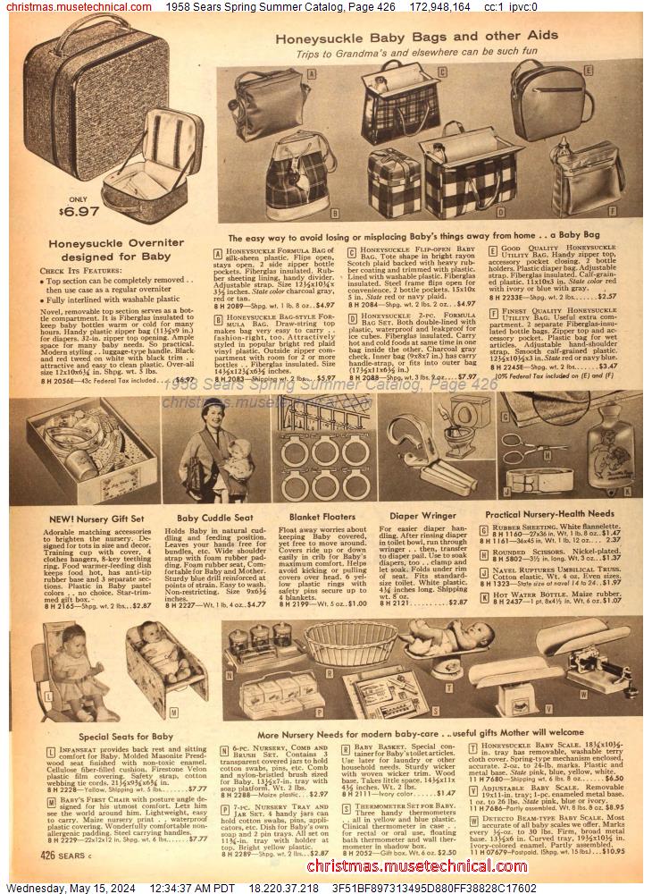 1958 Sears Spring Summer Catalog, Page 426