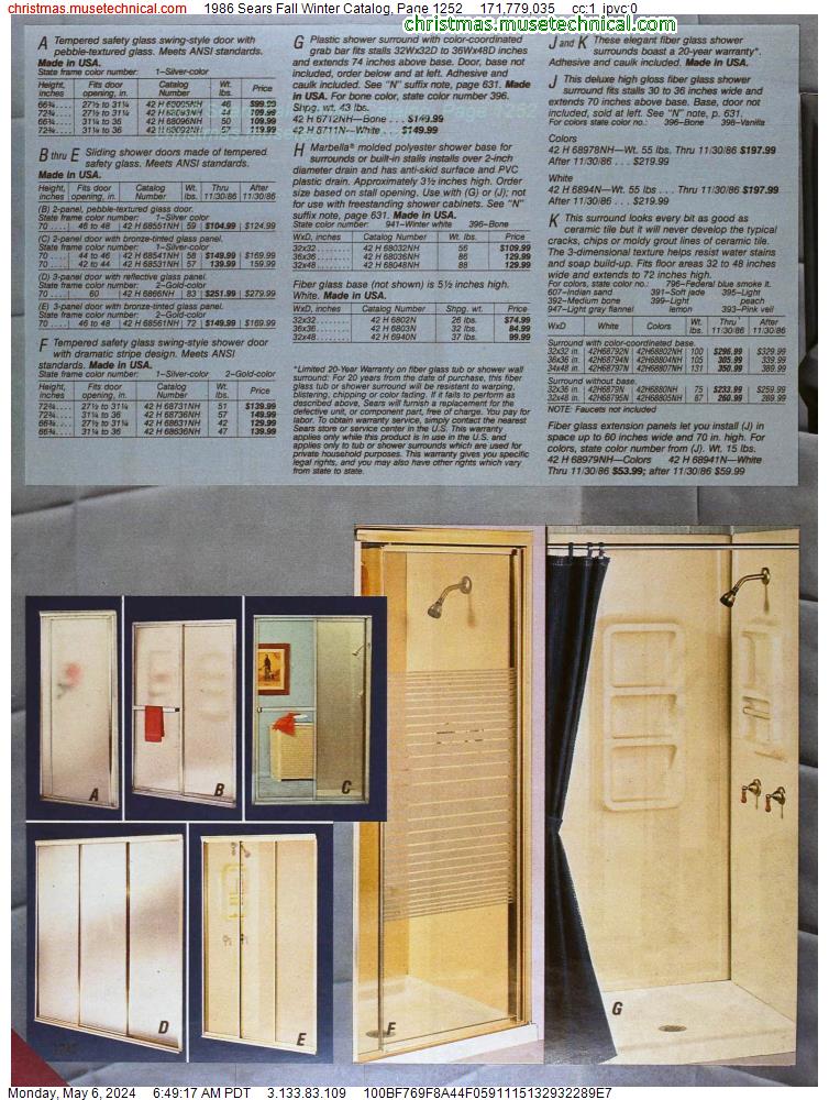 1986 Sears Fall Winter Catalog, Page 1252