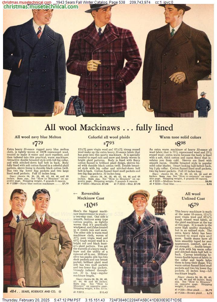 1943 Sears Fall Winter Catalog, Page 538