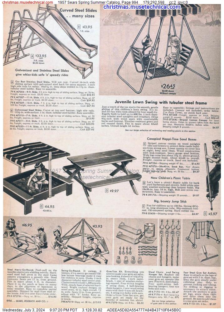 1957 Sears Spring Summer Catalog, Page 994