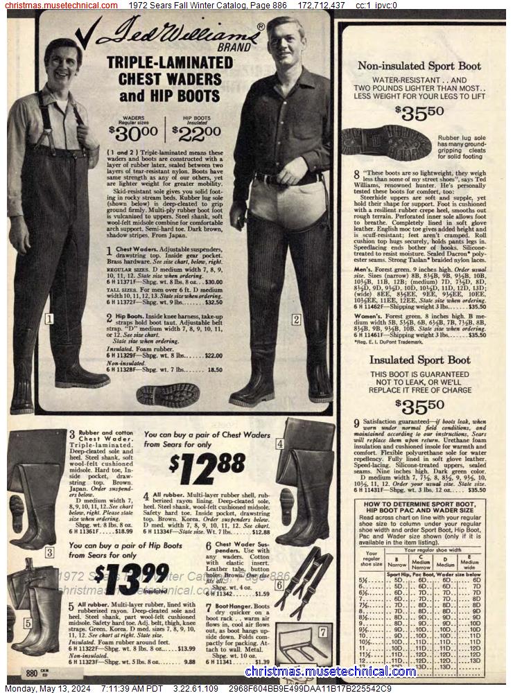 1972 Sears Fall Winter Catalog, Page 886