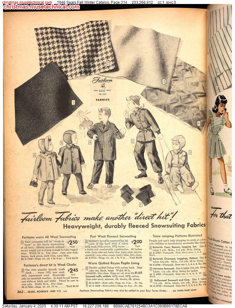 1946 Sears Fall Winter Catalog, Page 314