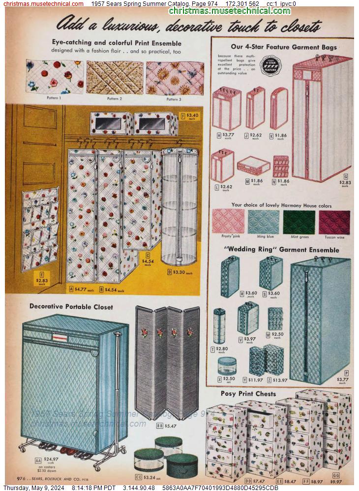 1957 Sears Spring Summer Catalog, Page 974