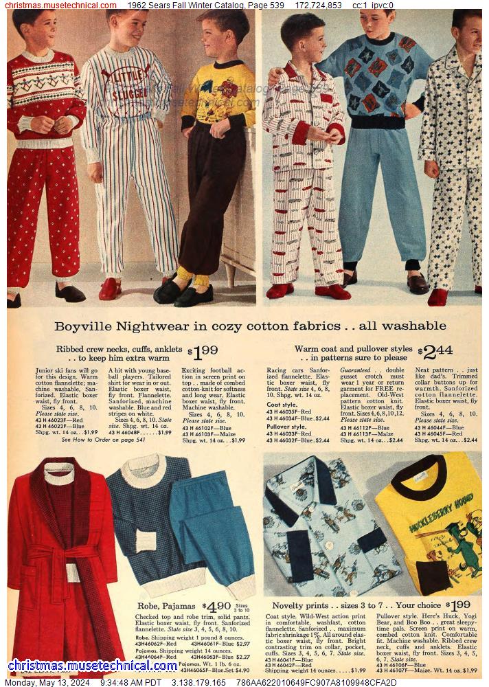 1962 Sears Fall Winter Catalog, Page 539