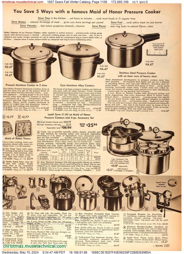1957 Sears Fall Winter Catalog, Page 1106