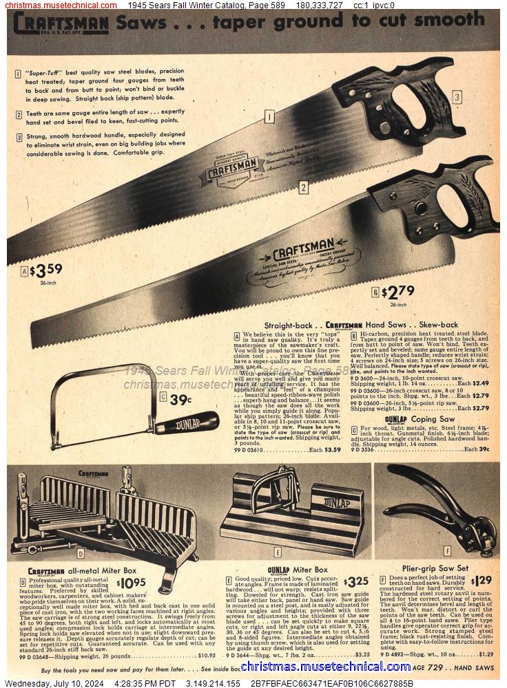 1945 Sears Fall Winter Catalog, Page 589