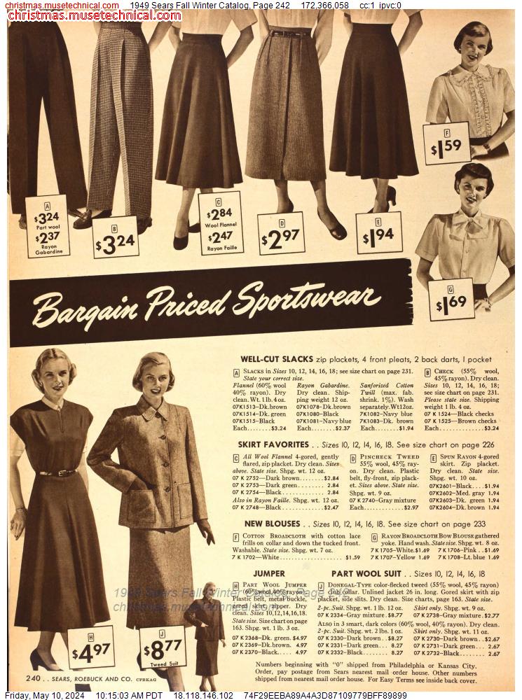 1949 Sears Fall Winter Catalog, Page 242