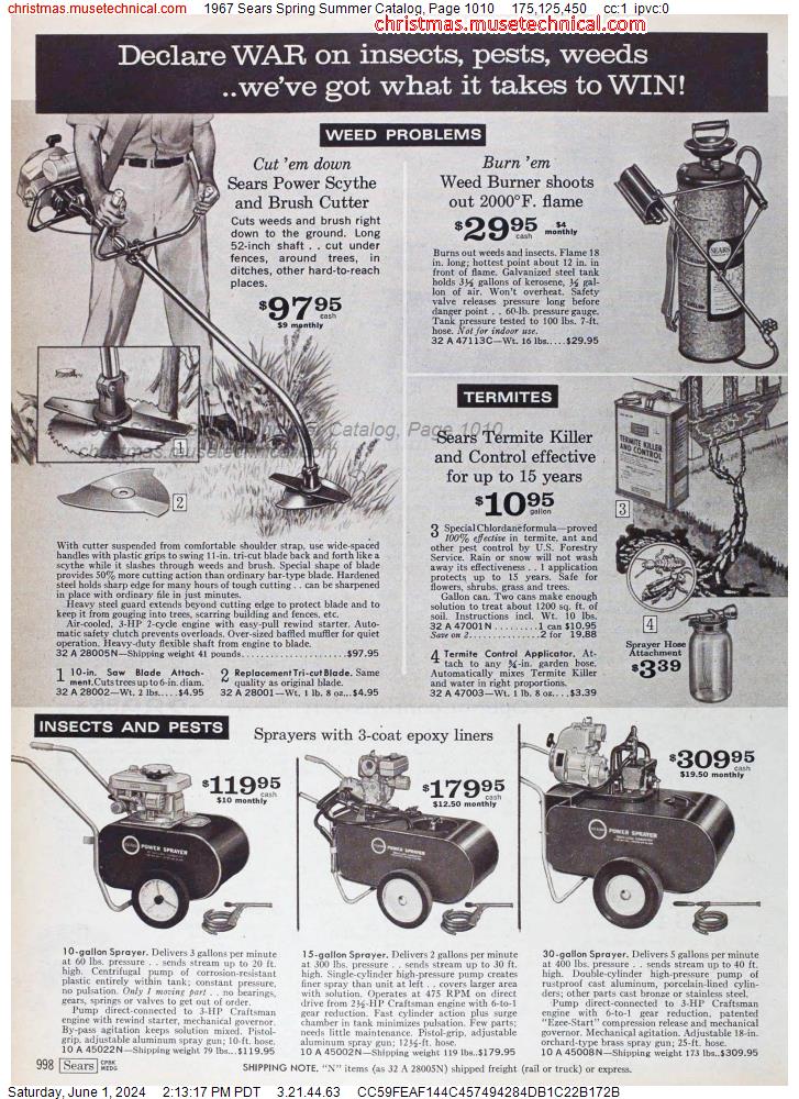 1967 Sears Spring Summer Catalog, Page 1010