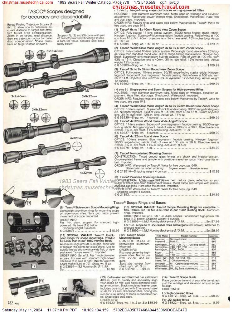 1983 Sears Fall Winter Catalog, Page 778