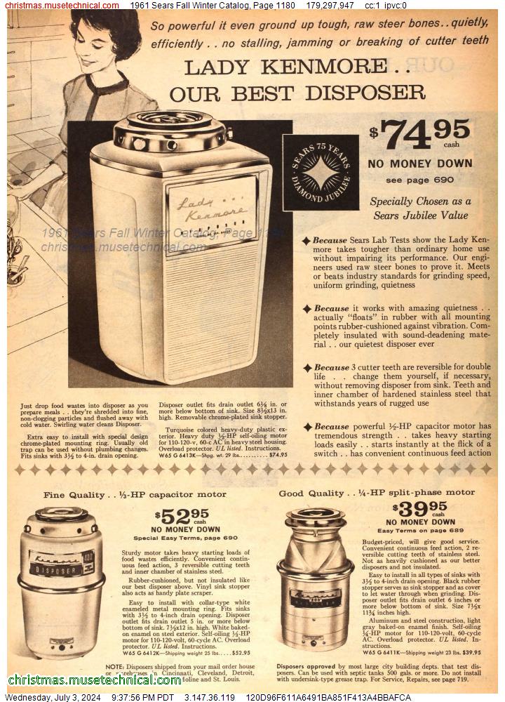 1961 Sears Fall Winter Catalog, Page 1180