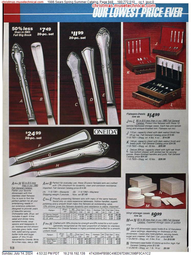 1986 Sears Spring Summer Catalog, Page 948