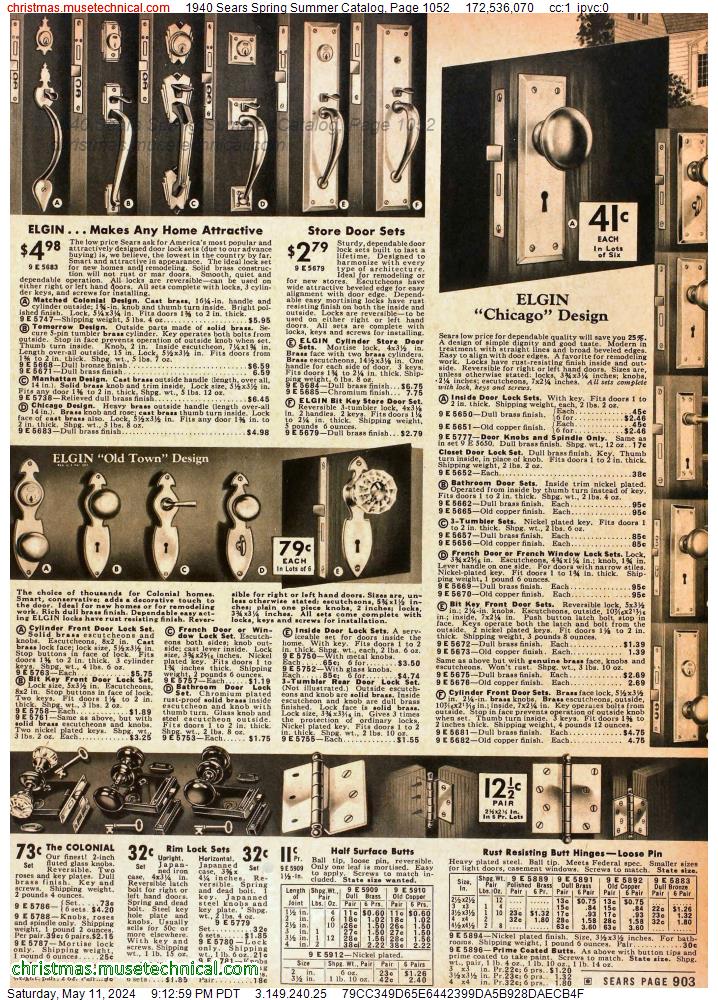 1940 Sears Spring Summer Catalog, Page 1052