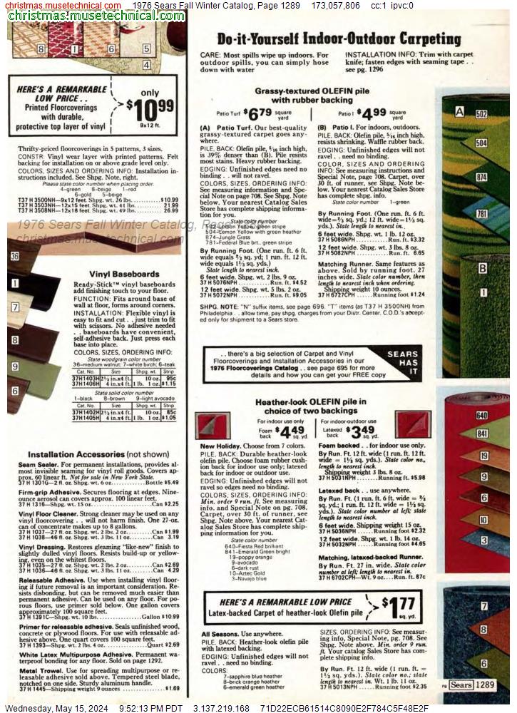1976 Sears Fall Winter Catalog, Page 1289