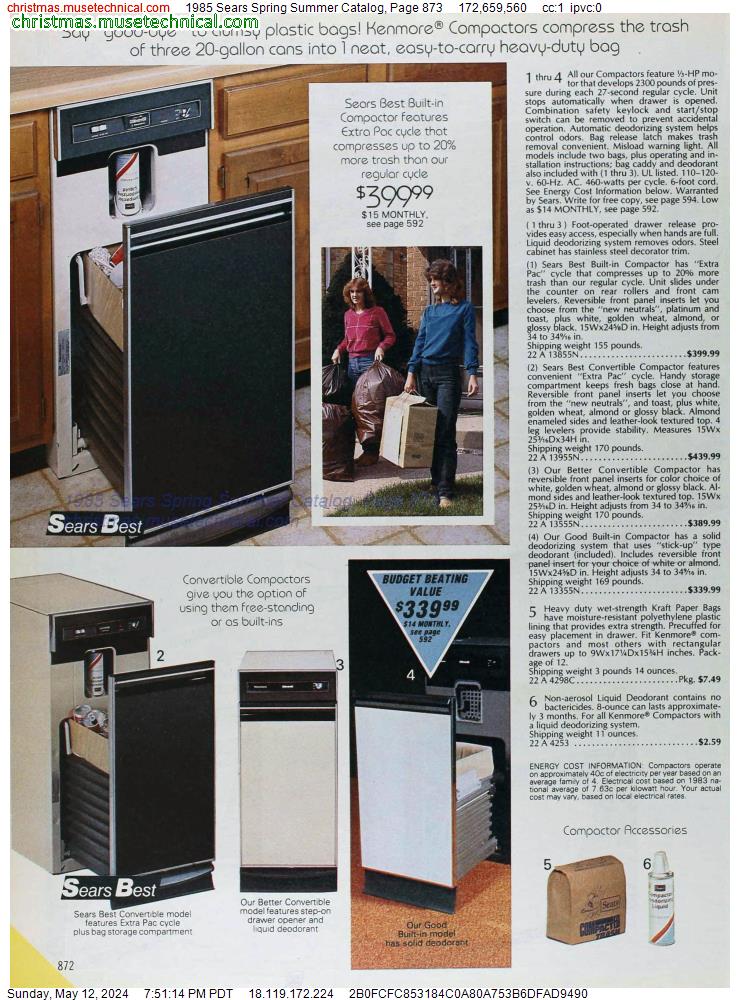 1985 Sears Spring Summer Catalog, Page 873