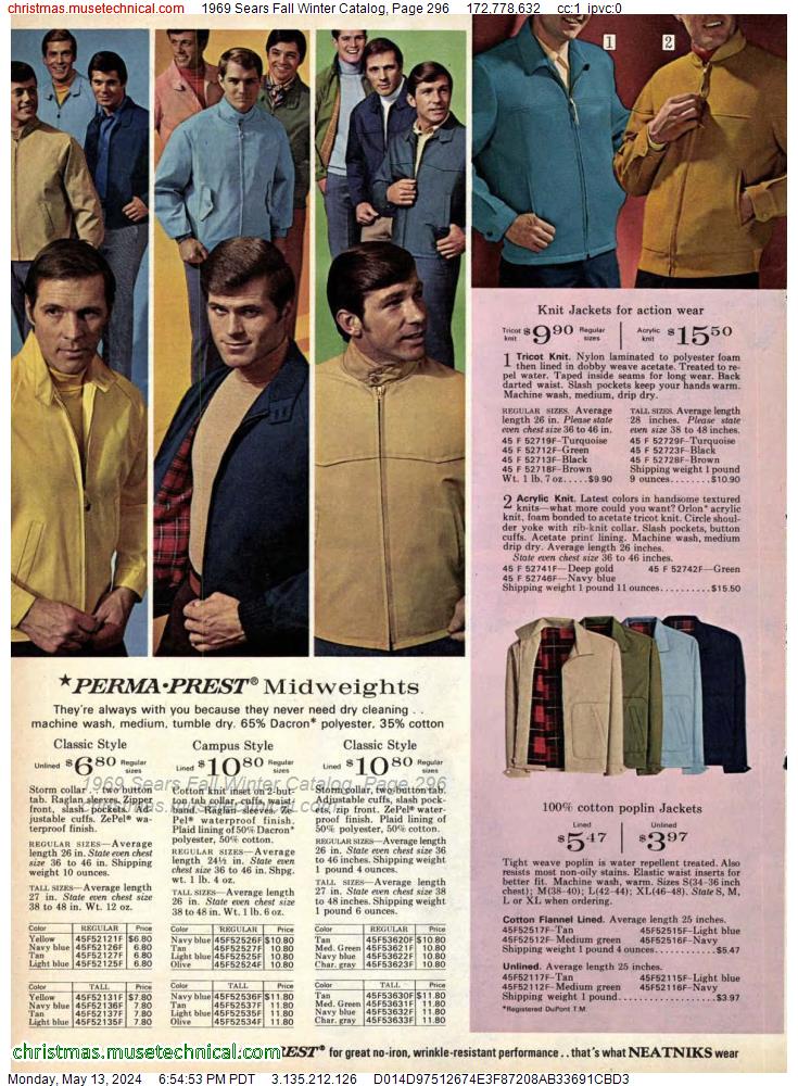 1969 Sears Fall Winter Catalog, Page 296